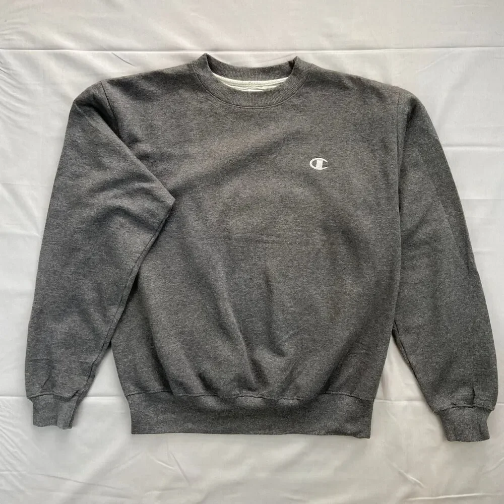 Champion Men's M Gray Eco Crewneck Sweatshirt Cotton Blend Classic Logo 52 48